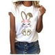 thumbnail image 1 of Puntoco moda mujer cuello redondo Pascua conejo estampado manga corta Casual top camiseta blusa Puntoco Puntoco-648, 1 of 5