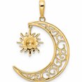 thumbnail image 4 of 14K Yellow & Rhodium And White Diamond-Cut Moon Dangle Sun Pendant (30.22 X 21.16) Made In Peru -Jewelry By Sweet Pea, 4 of 8
