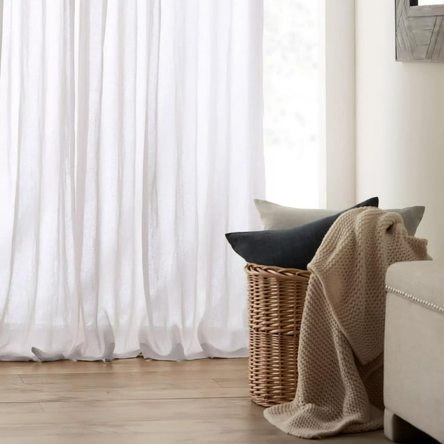 Bouclair White Wavy Sheer Curtain 50x84 in (127x213 cm)