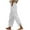 White, variant on Fnooota Womens Cotton Linen Pants, Elastic Waist Loose Drawstring Casual Relaxed Fit Pants Beige Size S-2XL