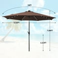 thumbnail image 2 of Autlaycil 10ft Patio Umbrellas 32 Solar LED Lights Outdoor Market Umbrella with Tilt Crank, Solar Umnrella - Brown, 2 of 6