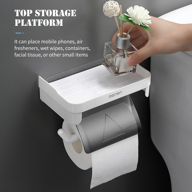 Paper Towel Holder With Shelf Adhesive Paper Towel Rack Toilet Roll Paper  Holder Without Drilling Bathroom Toilet Paper Holder For Kitchen Bathroom