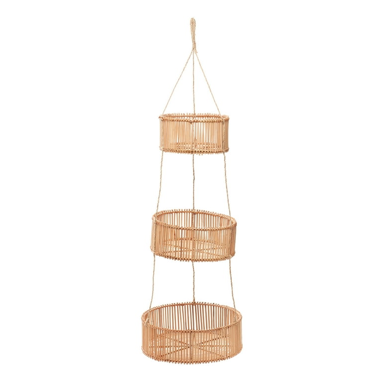 Rattan 3 Tier Decorative Hanging Basket By Drew Barrymore Flower