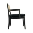 thumbnail image 6 of Creative Co-Op Crawford Mid Century Modern Solid Wood Black Arm Chair with Natural Woven Cane Back and Velvet Upholstered Seat, Black, 6 of 8