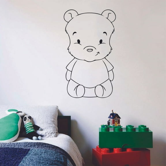 Cute Hairy Baby Winnie The Pooh Children Cartoon Wall Sticker Art Decal for Girls Boys Room Bedroom Nursery Kindergarten House Fun Home Decor Stickers Wall Art Vinyl Decoration Size (40x35 inch)
