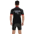 thumbnail image 3 of Men Shiny Leather T-shirt, Glossy PVC Leather, Short Sleeve, Male Wetlook Latex Casual Tops, 3 of 6