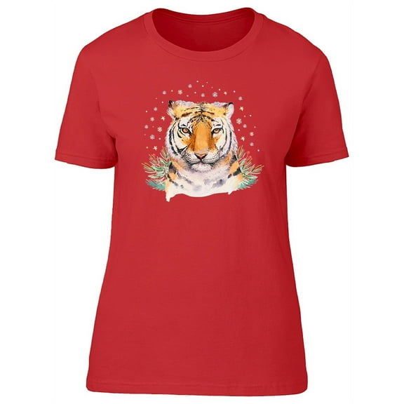 Cute Watercolor Siberian Tiger T-Shirt Women -Image by Shutterstock, Female Medium