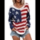 thumbnail image 2 of Suéter con Bandera Estadounidense para Mujer, Sudadera de Punto, Larga, Holgado, Estilo Invierno Otoño 2, Talla M, 2 of 10