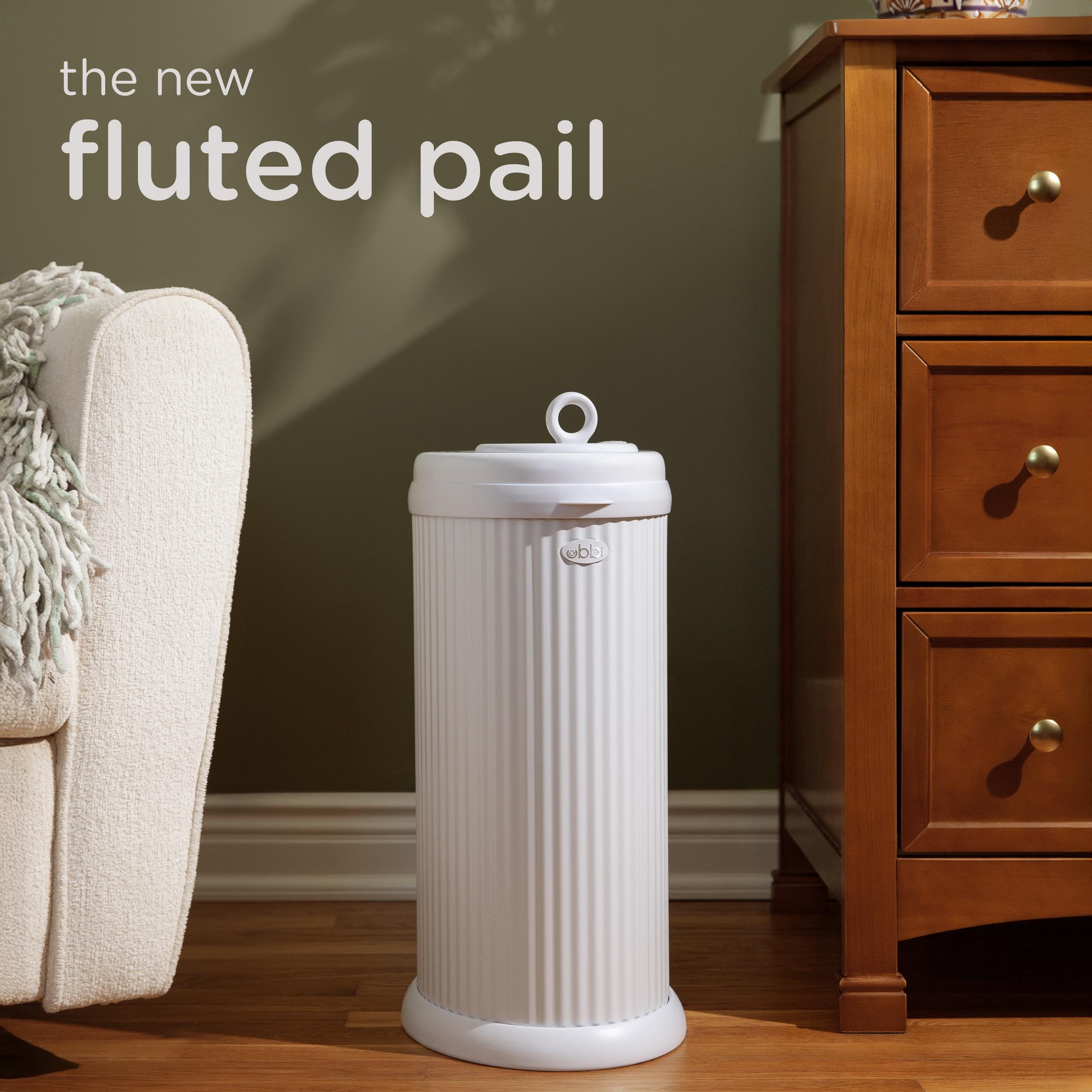 Ubbi Fluted Stainless Steel Diaper Pail - White photo 2
