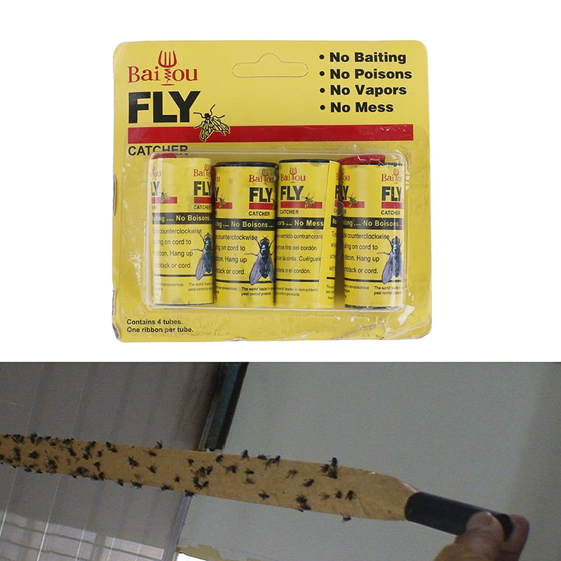 Bowake 4 Rolls Sticky Fly Paper Eliminate Flies Insect Bug Glue Paper  Catcher Trap