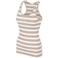 thumbnail image 2 of KOGMO Womens Cotton Stripe Ribbed Racerback Tank Top, 2 of 5
