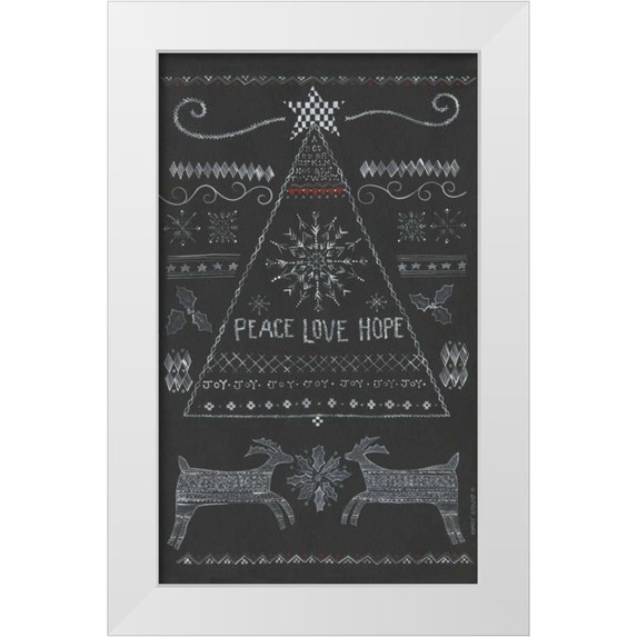 Shamp, Cindy 21x32 White Modern Wood Framed Museum Art Print Titled - Peace, Love, Hope Tree