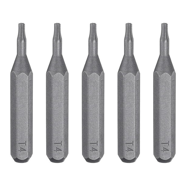 Uxcell 5pcs T4 Punta de destornillador Torx 5/32" Hex Magnético Estrella de 6 Puntos Acero S2
