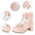 thumbnail image 5 of Mepaouo Women Goth Platform Boots Chunky High Heels Lace up Lolita Dress Ankle Booties with Cute Bow, 5 of 7