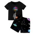 thumbnail image 2 of WhouRiu Boys Girls Summer Casual Outfits Kids Unisex Cute Short Sleeve Graphic Tees And Shorts Sets, 2 of 3