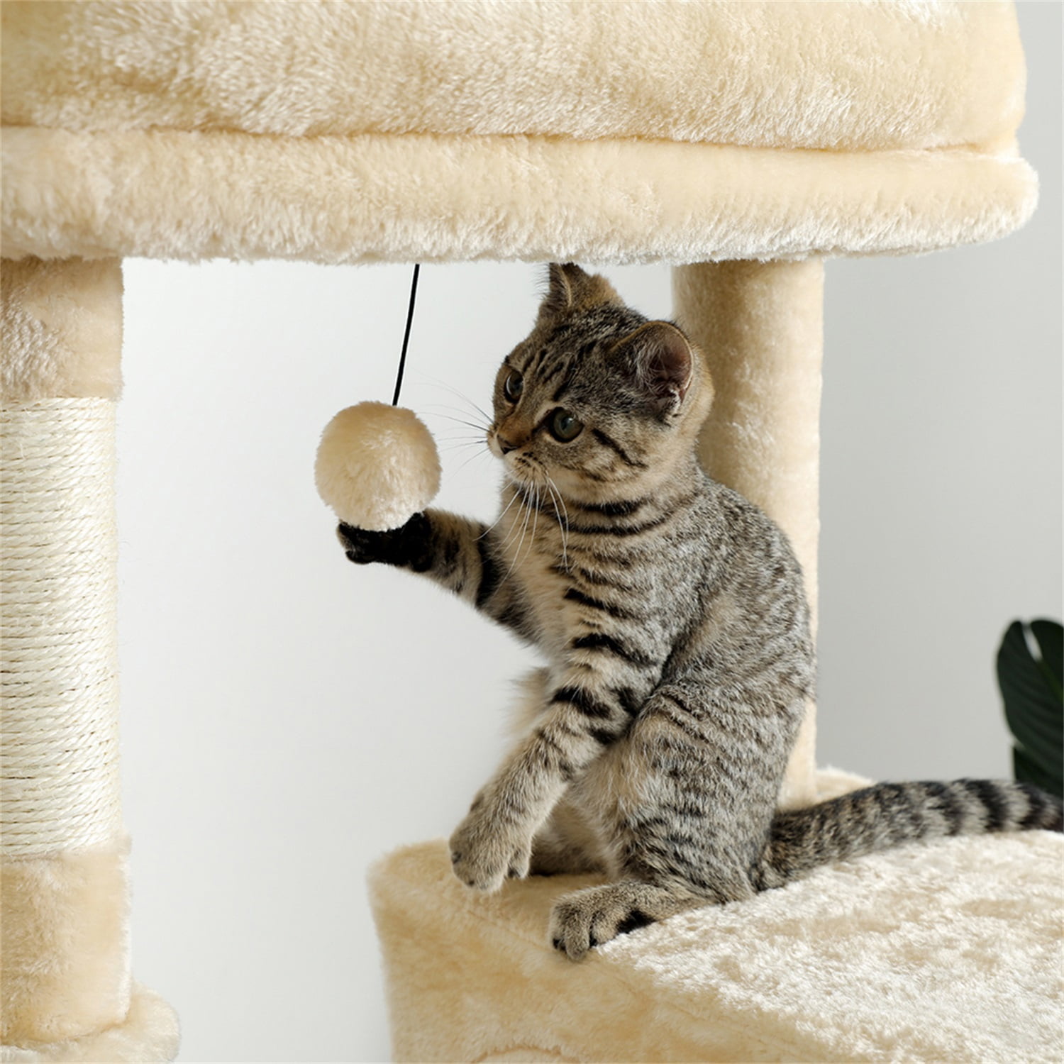 Pefilos 60 Inches Cat Tree Tower for Indoor Cats, Cat Condo for Multiple Cats with 2 Cozy Condos, Top Perch, Hammock, Climbing Ladder, Beige Pefilos 60 Inches Cat Tree Tower for Indoor Cats, Cat Condo for Multiple Cats with 2 Cozy Condos, Top Perch, Hammock, Climbing Ladder, Beige