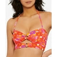 thumbnail image 2 of HULA HONEY Women's Orange Floral Stretch Cutout Rings Tie Back Lined Sweetheart Convertible Swimsuit Top S, 2 of 3