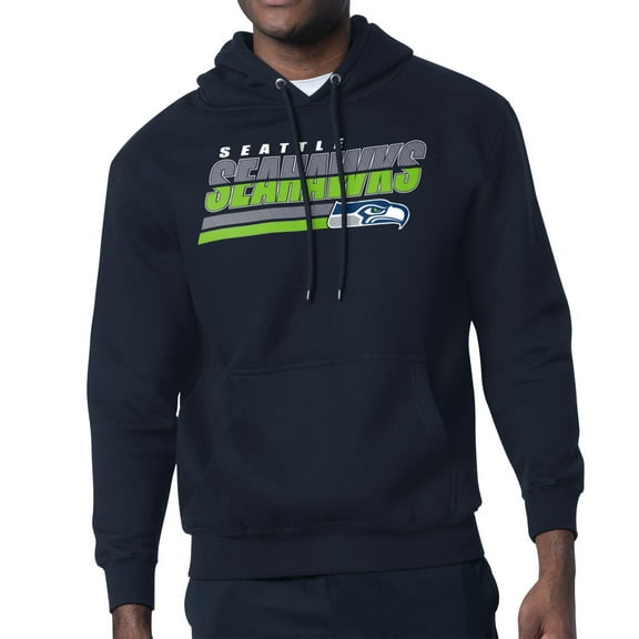 Men's Starter College Navy Seattle Seahawks Logo Push Graphic Hoodie