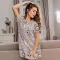 thumbnail image 3 of Naloa Safari Animals Print Women Nightgowns,Womens Loungewear,Short Sleeve Sleepwear,Comfy Ladies Nightdress, 3 of 6