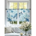 thumbnail image 3 of Blue Coastal Turtle Sheer Curtains 54 Inch Length 2 Panels Set, Beach Seaside Coral Jellyfish Voile Window Treatment Rod Pocket Short Kitchen Curtains Drapes for Bedroom 52"x54"x2, 3 of 7