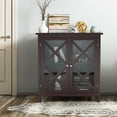 thumbnail image 4 of Costway Buffet de Cuisine Armoire de Rangement avec Portes en Verre et Étagère Réglable Marron, 4 of 10