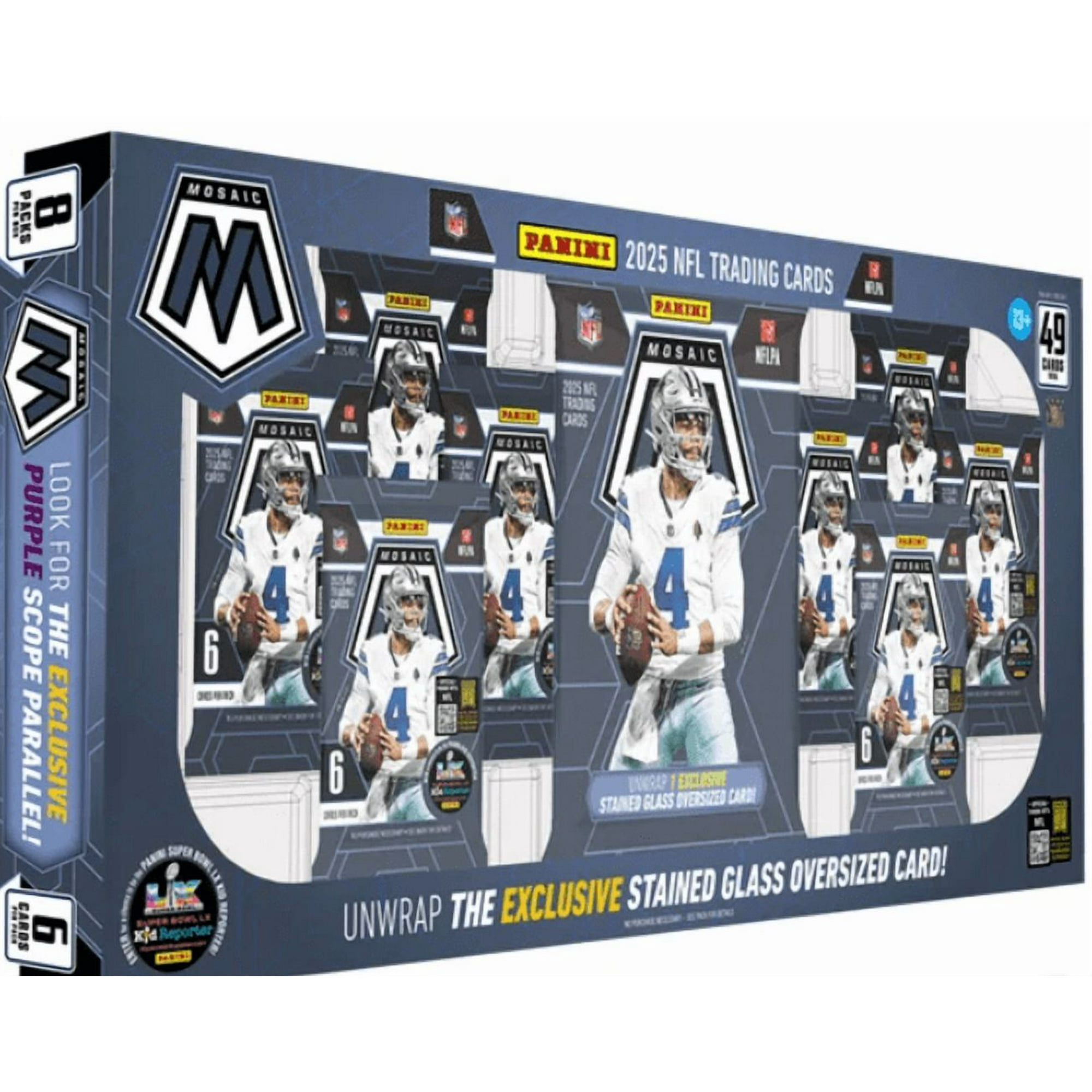 Panini Mosaic Football Cards Bundle 2025 – 8 Packs + Oversized