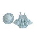 thumbnail image 2 of LYMAYTER‌ 3-24M ‌Infant Girls Summer Sleeveless Jumpsuit Hat Set Floral Print Smocked Bubble Romper, 2 of 8
