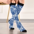 thumbnail image 5 of FORMRS Womens Knee High Socks Casual Long Thick Travel Daily Wear, 1 Pair, Blue Garden Pattern, 5 of 6