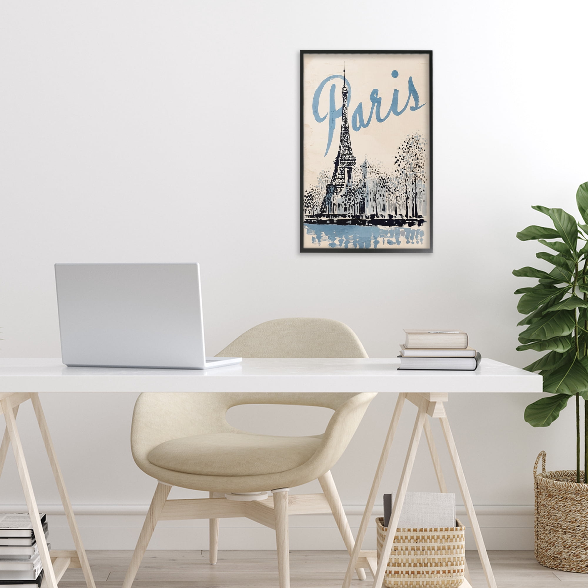 Stupell Industries Blue & Beige Paris Travel Black Framed Giclee Art, design by Annabelle Hall