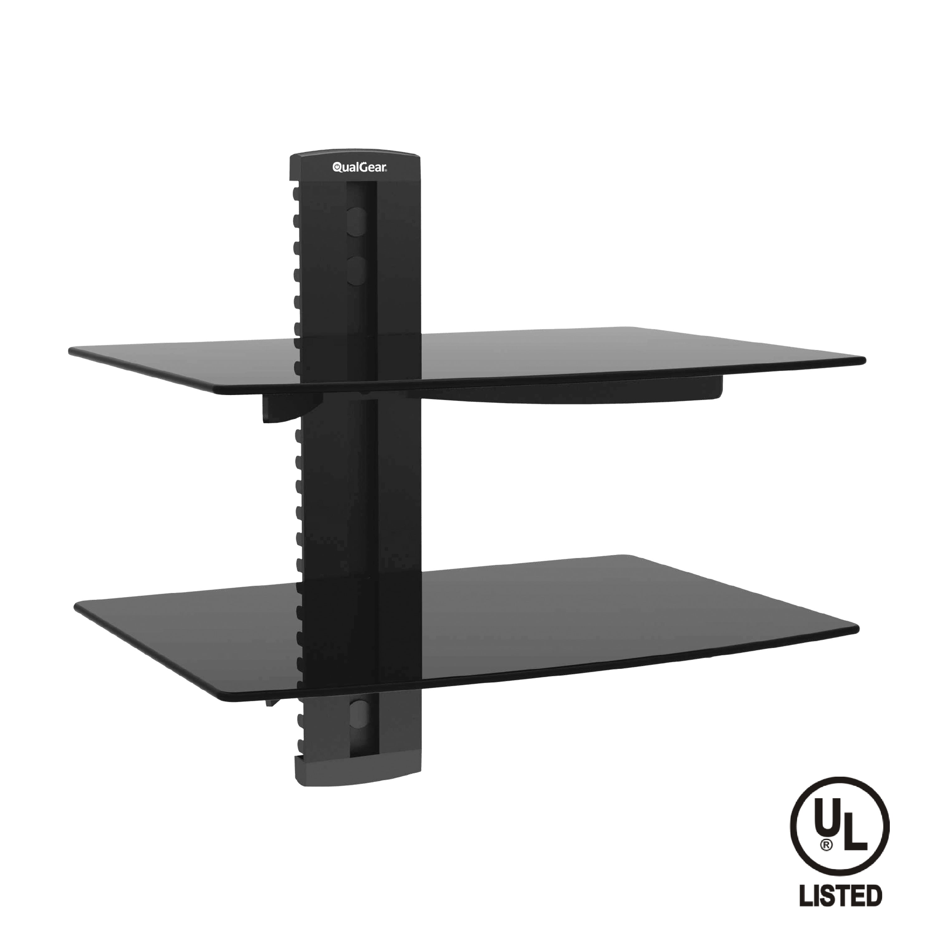 QualGear Universal DualShelf Wall Mount for Most A/V Components, Black