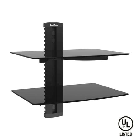 UPC: 0853770005986 | QualGear Universal Dual-Shelf Wall Mount for Most A/V Components  Black