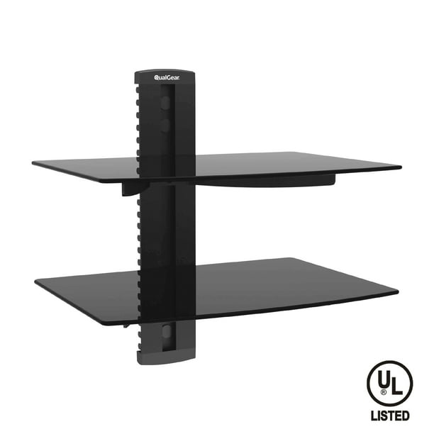 QualGear Universal DualShelf Wall Mount for Most A/V Components, Black