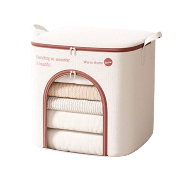 Large Storage Bag with Zipper Closure, Foldable Dustproof Clothes Blanket Quilt Organizer with Reinforced Handles, Portable Breathable Storage Container for Bedroom Closet Moving Dorm^