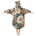 thumbnail image 2 of FORMRS Wearable Blanket Hoodie with Sleeves for Kids Cozy Flannel Sweatshirt, Gray Floral Pattern, 2 of 7