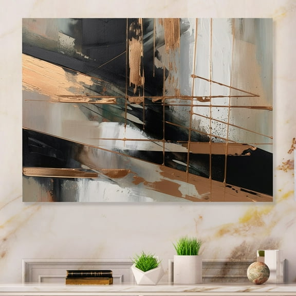 Designart "Beyond Boundaries Brown and Black III" Abstract Metal Wall Art