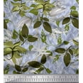 thumbnail image 1 of Soimoi Blue Rayon Fabric Artistic Leaves Print Fabric by the Yard 56 Inch Wide, 1 of 1
