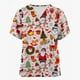 thumbnail image 3 of Uniforme de enfermera con estampado de alce de dibujos animados para mujer, monos de bolsillo de manga corta, uniformes médicos, ropa de enfermería, navidad, 3 of 5