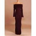 thumbnail image 5 of Women'S Fall Off Shoulder Bodycon Sweater Dress Formal Long Sleeve Elegant Club Party Midi Maxi Dresses Reddish Brown M, 5 of 7