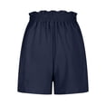 thumbnail image 4 of Tnhcen Women's High-Waisted Elastic Cargo Shorts with Ruffled Waist – Loose Fit Casual Shorts with Pockets Stretchy Waistband Comfortable Solid Shorts for Women S-2XL, 4 of 9
