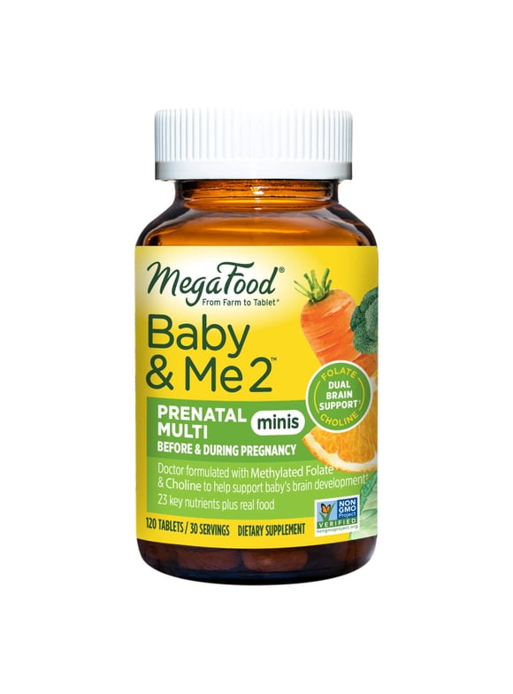 MegaFood Baby Me 2 Prenatal Multi Minis 120 Tabs Baby's Brain Development *