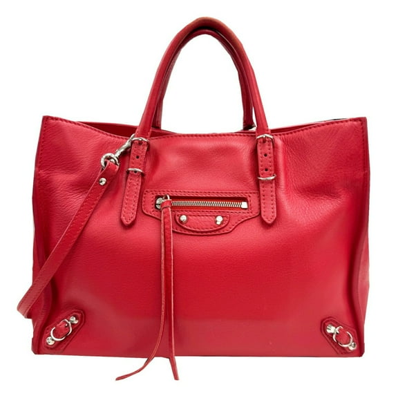 Pre-Owned BALENCIAGA Paper Mini 730296 Shoulder Bag Handbag Leather Red Women's (Good)