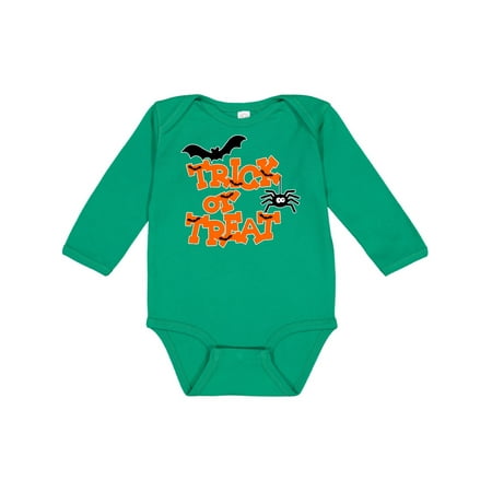 

Inktastic Halloween Trick-or-Treat with Spider and Bats Gift Baby Boy or Baby Girl Long Sleeve Bodysuit