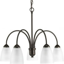 Progress Lighting Gather 5-Light Chandelier, Antique Bronze, Etched Glass Shades