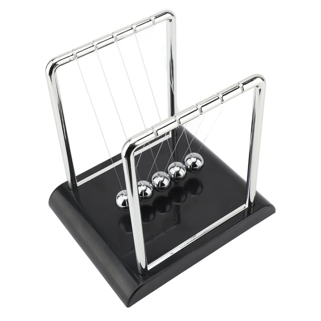 Balance Pendulum, Desktop Balance Ball Plastic Base Solid Metal Frame 5 Beads for Office