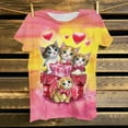 thumbnail image 5 of Women's Plus Size Valentine's Day T-Shirt Cute Cat Printed Short Sleeve Graphic Tee Festive Casual Top,XXXXXL,D, 5 of 5
