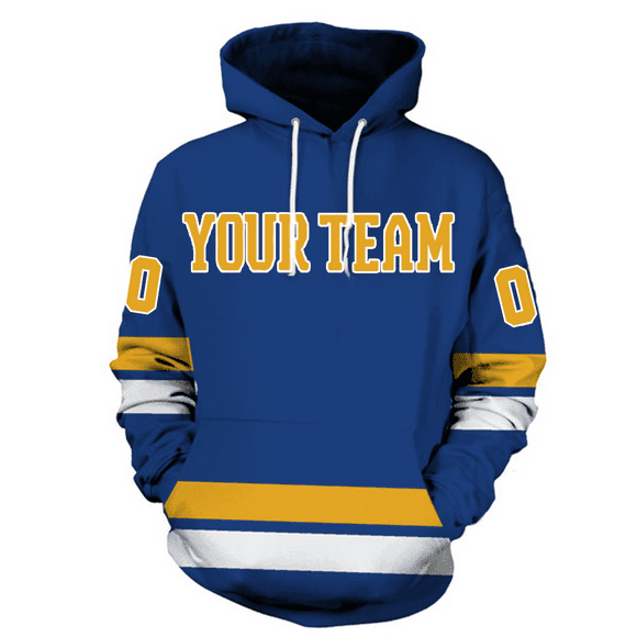 Custom Your Own Style Stitched Name Number Ice Hockey Jersey Winter Hoodie Blue