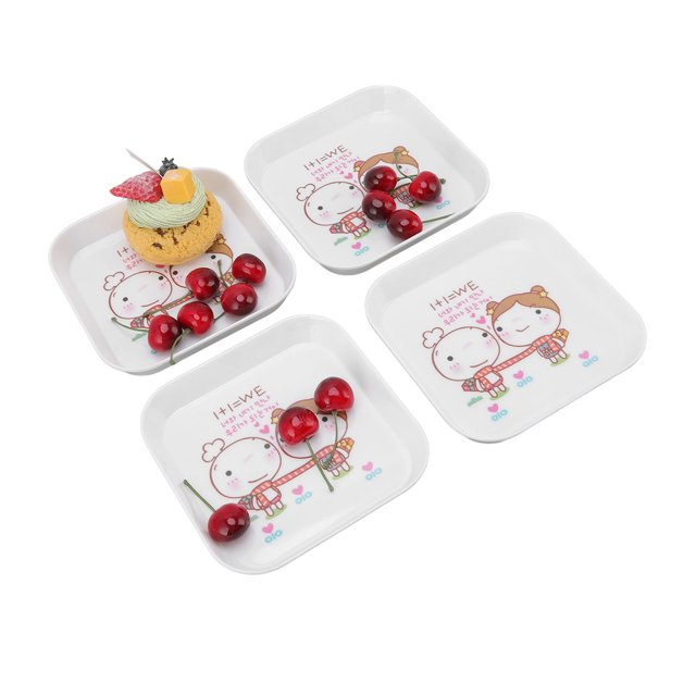 Snack Dish, 5.9in 4pcs Fruit Snack Plate Keep Tidy For Restaurant For School