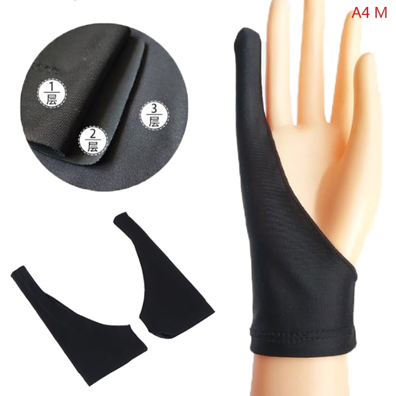 Two Finger Anti-fouling Glove Drawing&Pen Graphic Tablet Pad For Artist Black hi 