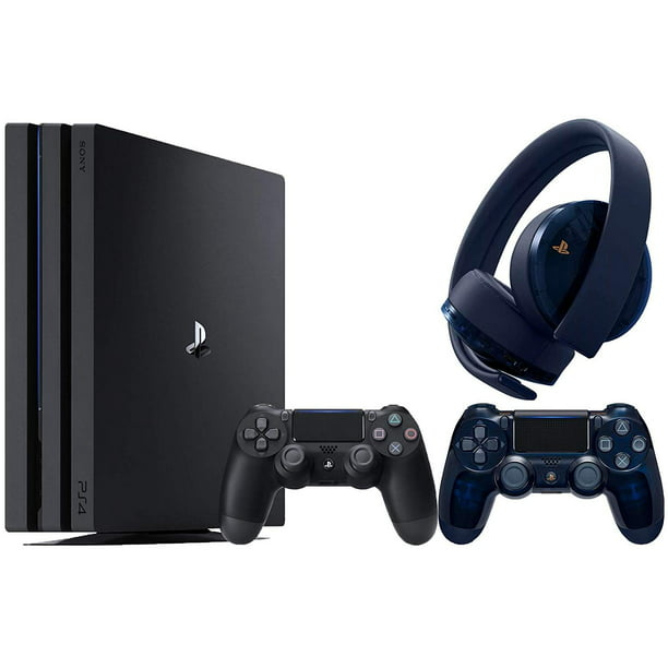 PlayStation 4 Pro 500 Limited Edition Accessories Bundle: PlayStation Pro 4K HDR 1TB Console - Jet Black with Extra 500 Million Limited Edition Gold Wireless Headset and Controller Walmart.com