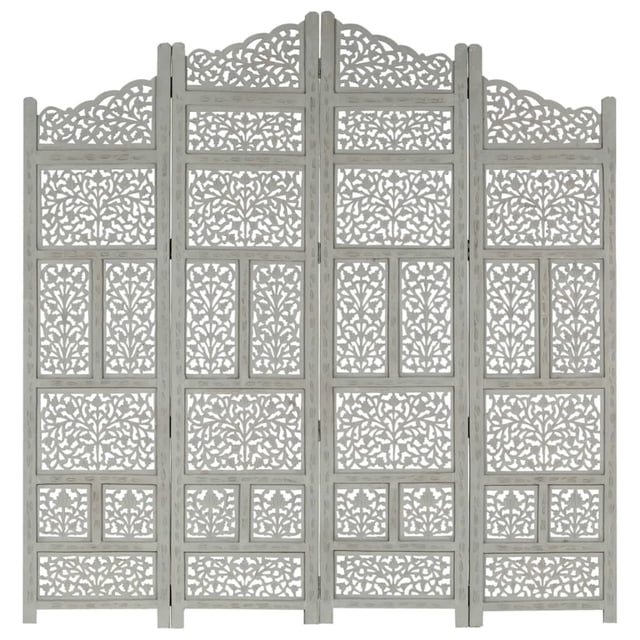 vidaXL Room Divider 4 Panel Folding Privacy Screen for Office Solid Wood Mango